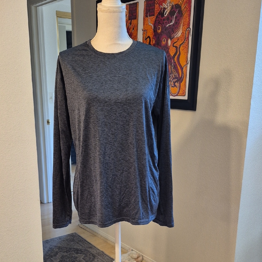Real Essentials Gray Long Sleeve Sports Shirt